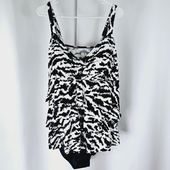 Swim Solutions Zebra Print One Piece - Picture 2 of 13
